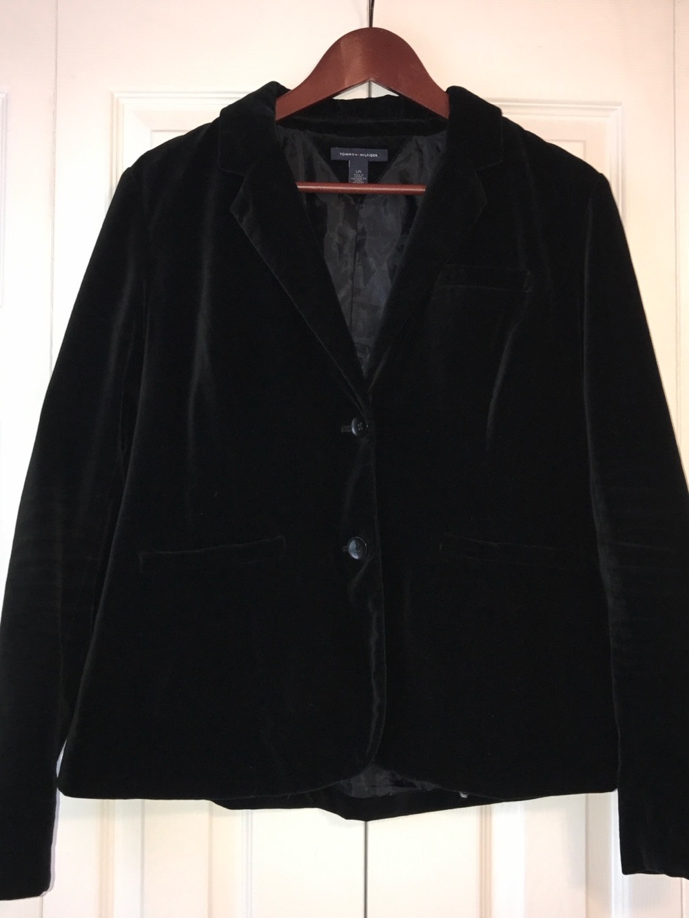 Tommy Hilfiger Velvet Two-Button Blazer Jacket - Black